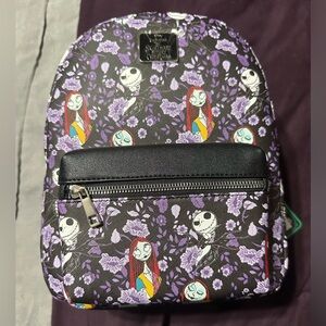 Jack and sally mini back pack with purple roses